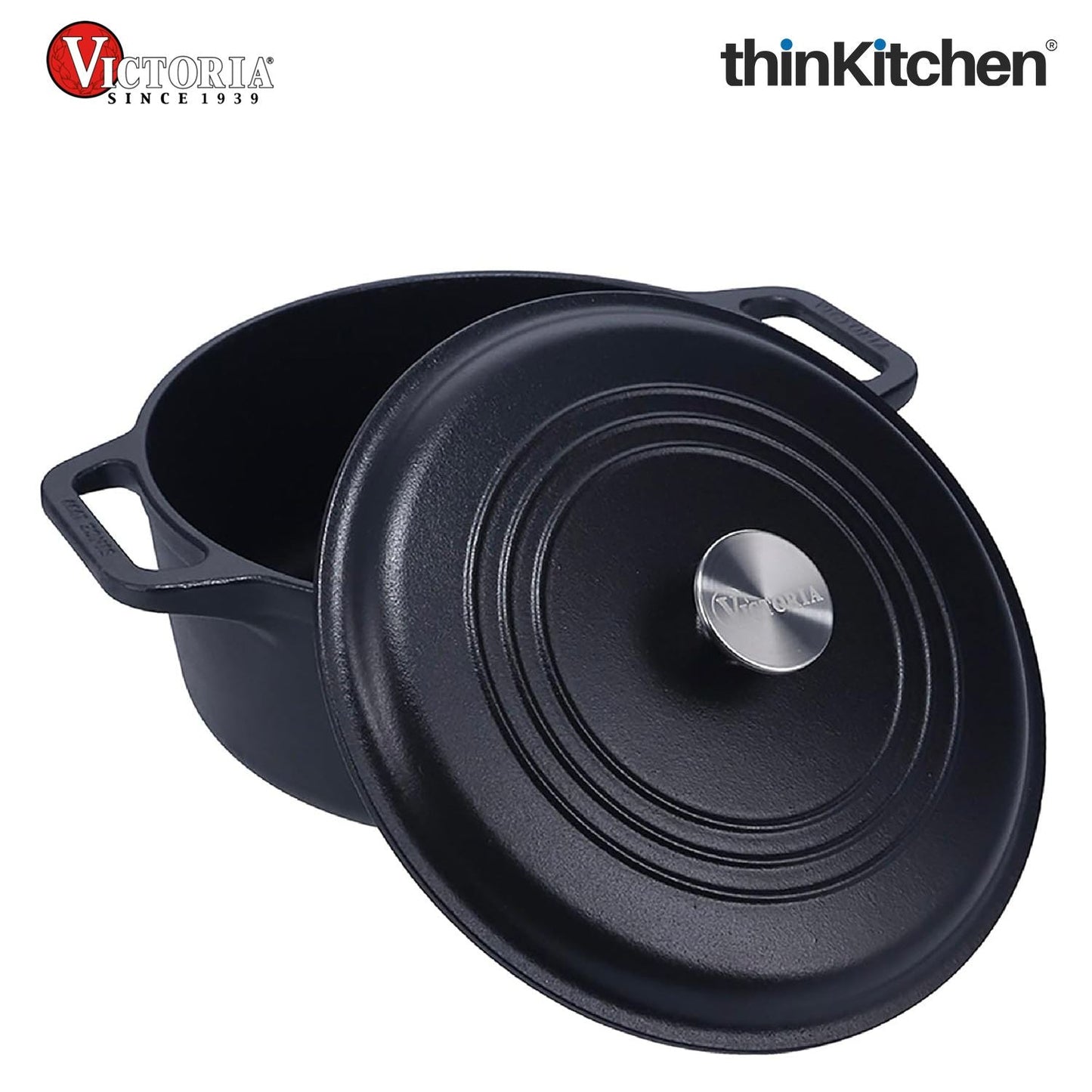 Victoria 6-Quart Cast Iron Dutch Oven with Lid and Dual Loop Handles, Seasoned with Flaxseed Oil, Made in Colombia,Black