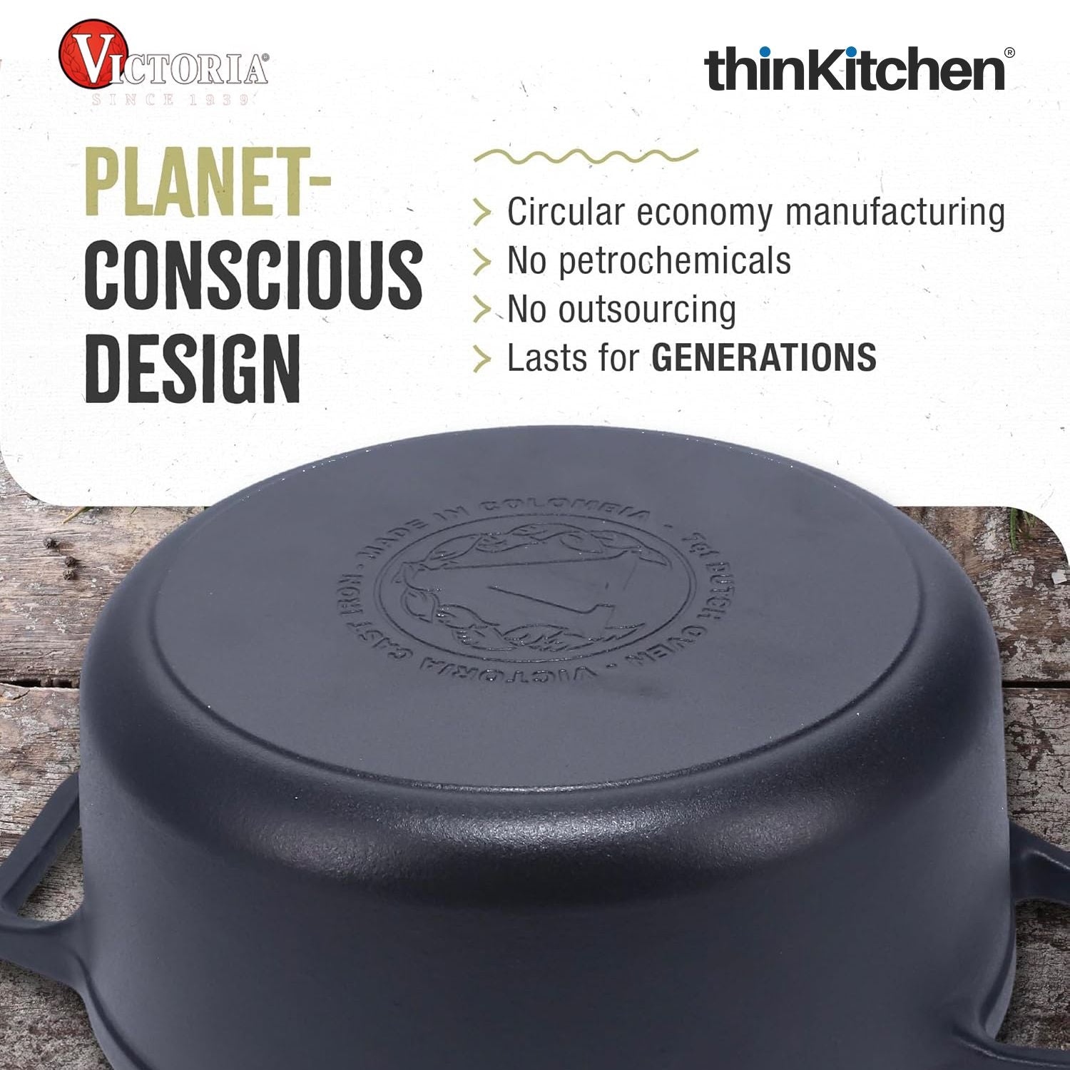 Victoria 6-Quart Cast Iron Dutch Oven with Lid and Dual Loop Handles, Seasoned with Flaxseed Oil, Made in Colombia,Black - 5