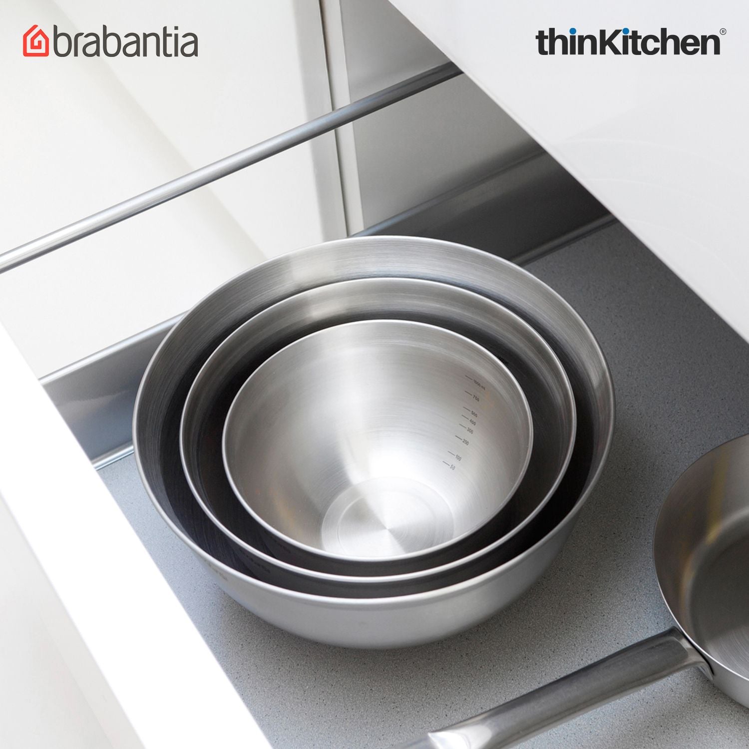 Brabantia Matt Steel Profile Mixing Bowl, 3.0L - 6