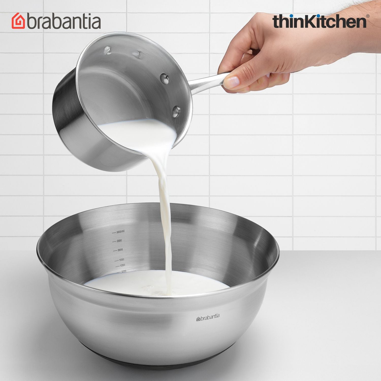 Brabantia Matt Steel Profile Mixing Bowl, 3.0L - 5