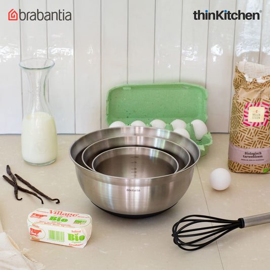 Brabantia Matt Steel Profile Mixing Bowl, 3.0L