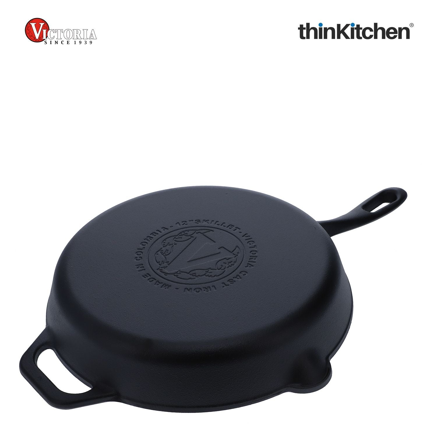 Victoria Cast Iron Skillet Large Frying Pan with Helper Handle Seasoned with 100% Kosher Certified Non-GMO Flaxseed Oil, 12 Inch, Black - 6