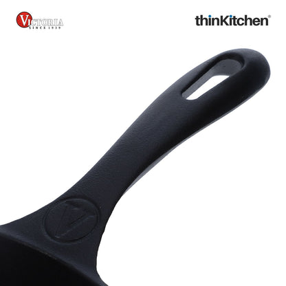 Victoria Cast Iron Skillet Large Frying Pan with Helper Handle Seasoned with 100% Kosher Certified Non-GMO Flaxseed Oil, 12 Inch, Black