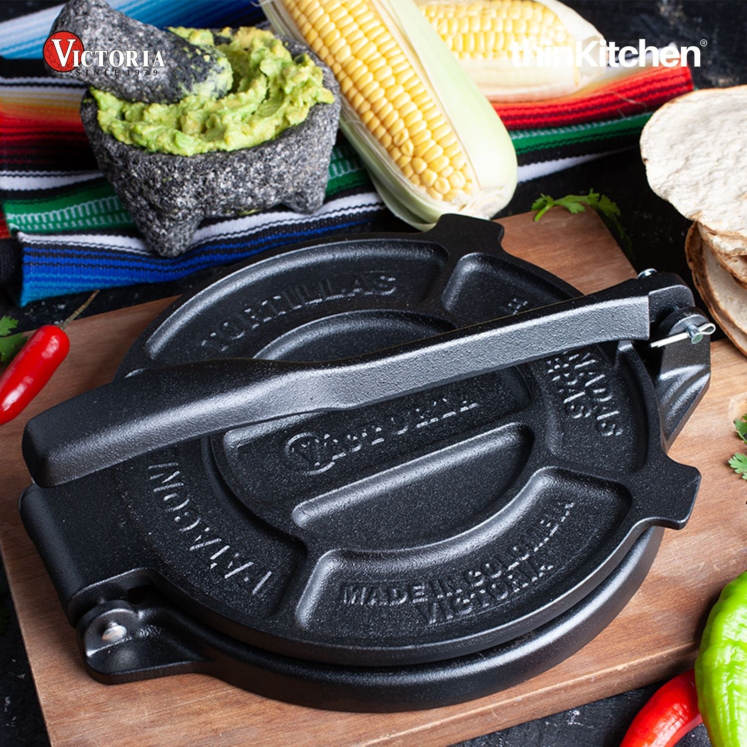 Victoria 8-Inch Cast Iron Tortilla Press | Commercial-Grade Tortilla Maker for Tortillas, Tacos, Roti, Puri & More | Durable HD Iron, Made in Colombia - 1
