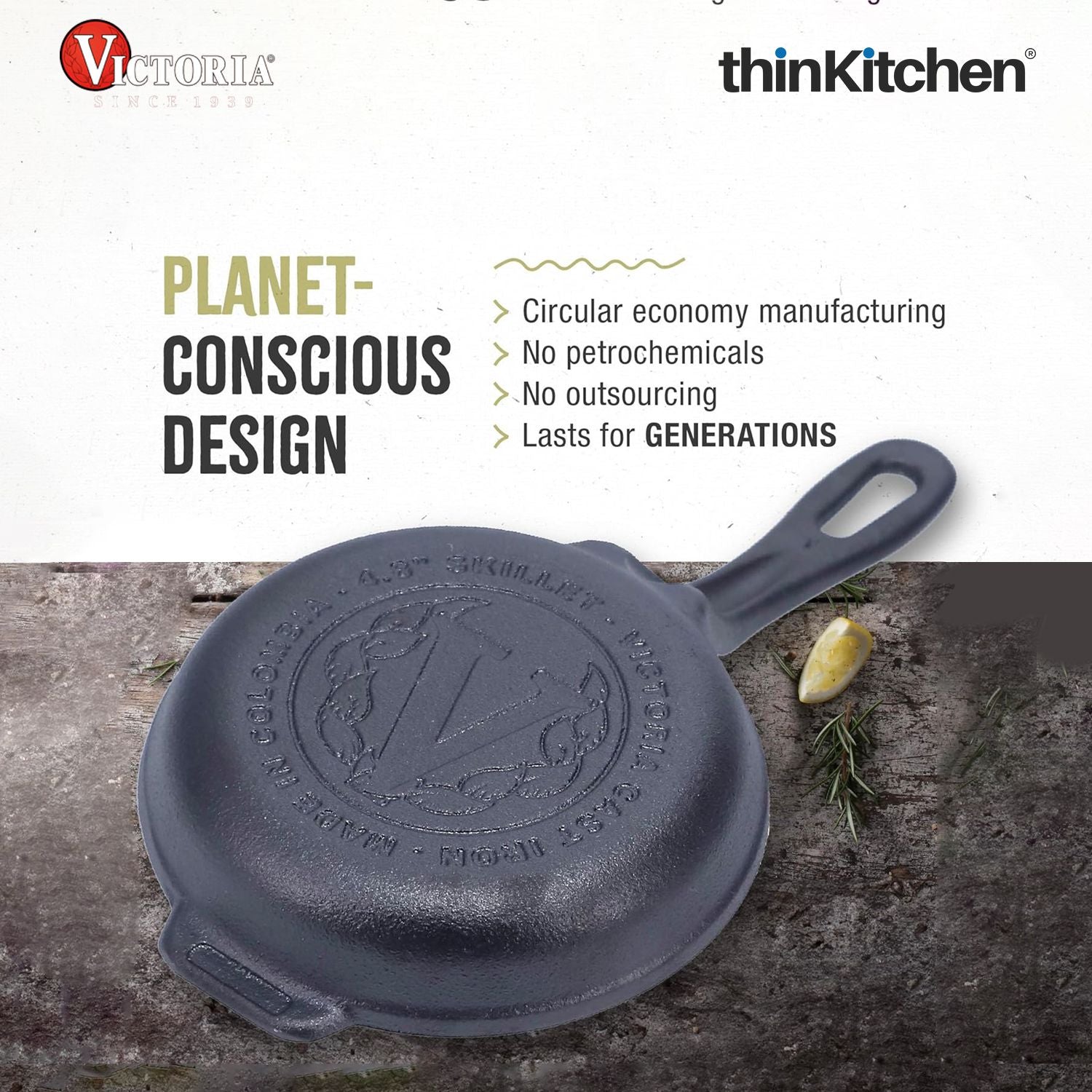 Victoria 4-Inch Cast Iron Skillet, Pre-Seasoned Cast Iron Frying Pan with Long Handle, Made in Colombia - 3