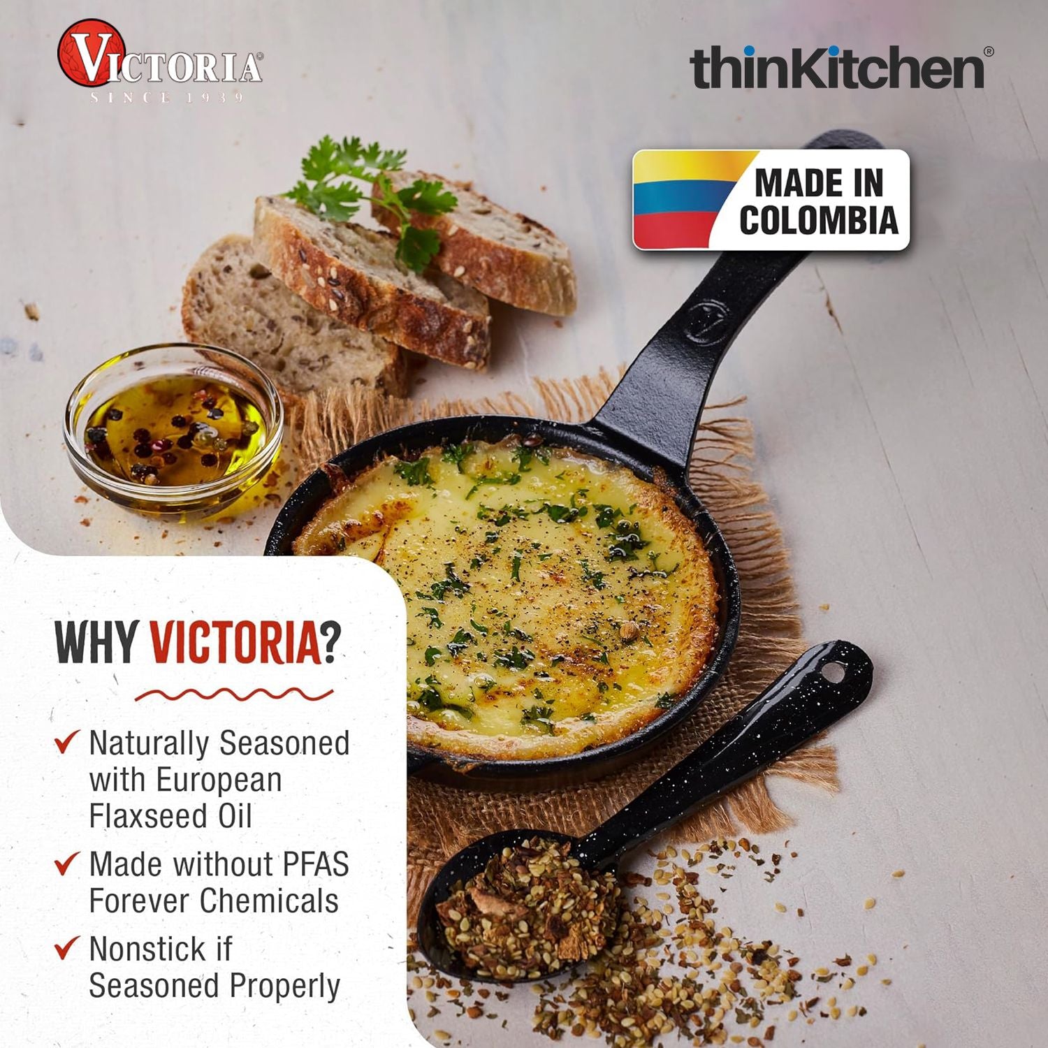 Victoria 4-Inch Cast Iron Skillet, Pre-Seasoned Cast Iron Frying Pan with Long Handle, Made in Colombia - 4