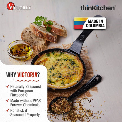 Victoria 4-Inch Cast Iron Skillet, Pre-Seasoned Cast Iron Frying Pan with Long Handle, Made in Colombia