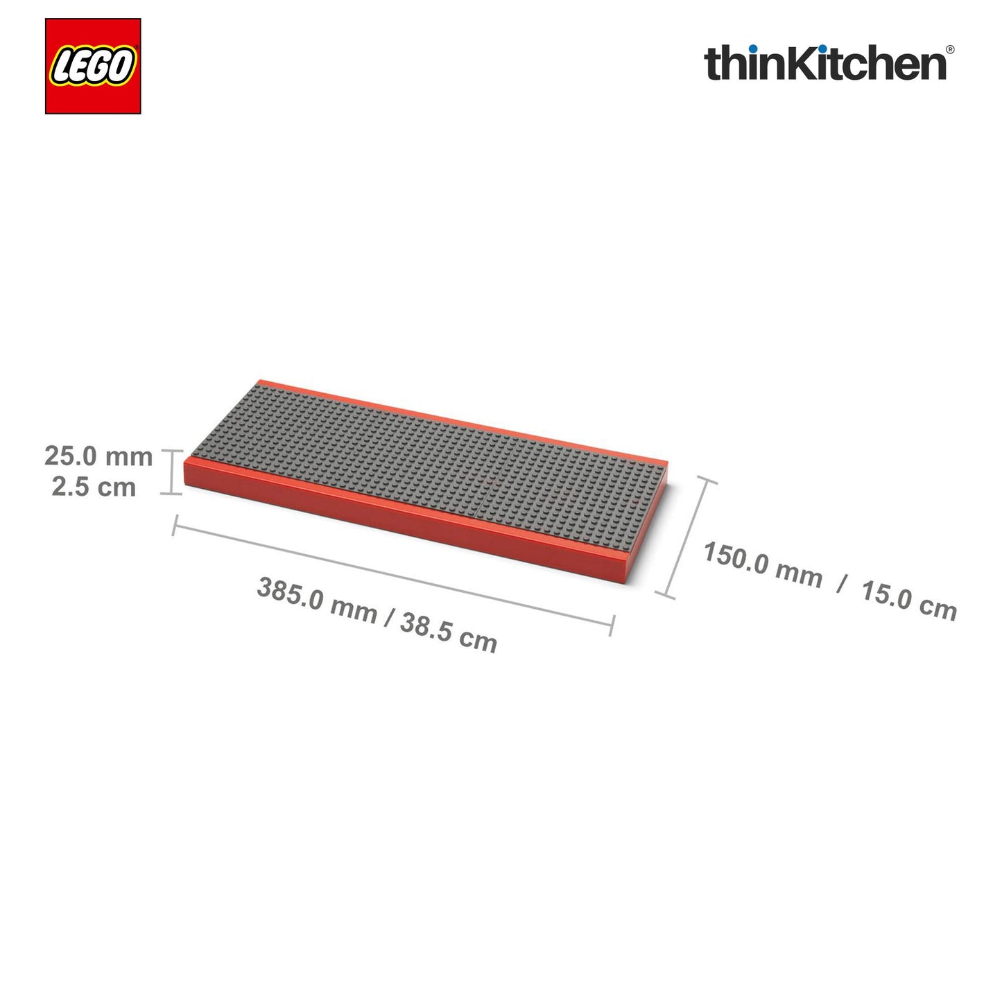 LEGO Decorative Floating Wall Shelf with 3 Baseplates (Grey & Red) | 15 x 6 Inch Storage Shelf for Kids Bedroom & Playroom