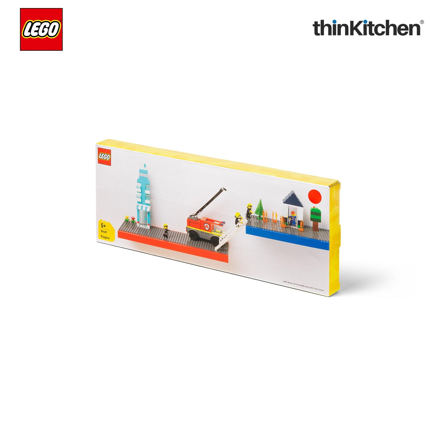 LEGO Decorative Floating Wall Shelf with 3 Baseplates (Grey & Red) | 15 x 6 Inch Storage Shelf for Kids Bedroom & Playroom