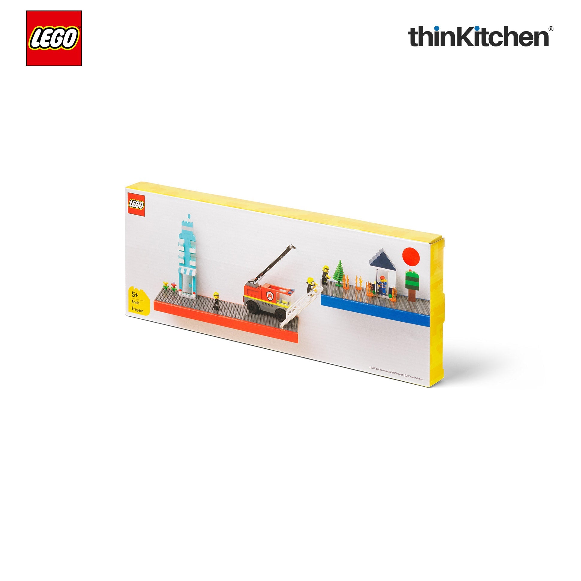 LEGO Decorative Floating Wall Shelf with 3 Baseplates (Grey & Red) | 15 x 6 Inch Storage Shelf for Kids Bedroom & Playroom - 4