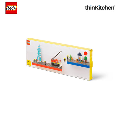 LEGO Decorative Floating Wall Shelf with 3 Baseplates (Grey & Red) | 15 x 6 Inch Storage Shelf for Kids Bedroom & Playroom