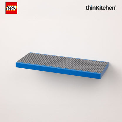 LEGO Decorative Floating Wall Shelf with 3 Baseplates (Grey & Blue) | 15 x 6 Inch Storage Shelf for Kids Bedroom & Playroom