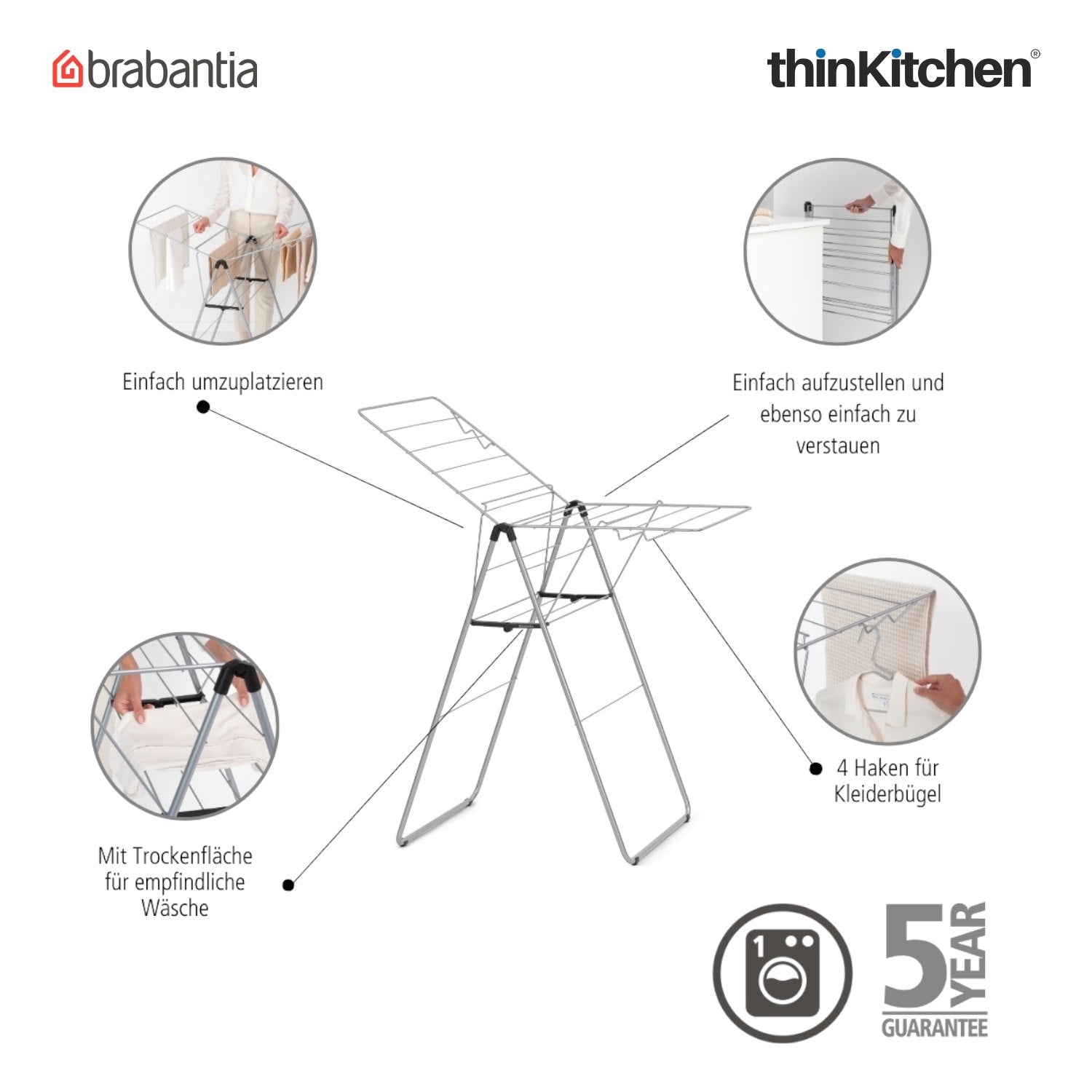 Brabantia Hangon Drying Rack 15 Meters Metallic Grey - 9