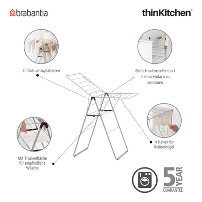 Brabantia Hangon Drying Rack 15 Meters Metallic Grey