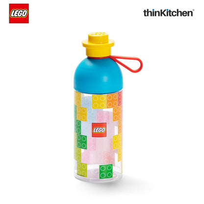 LEGO Transparent Kids Drinking Water Bottle 500ml with Twist Cap Lid & Carry Loop | BPA Free School Bottle for Boys & Girls