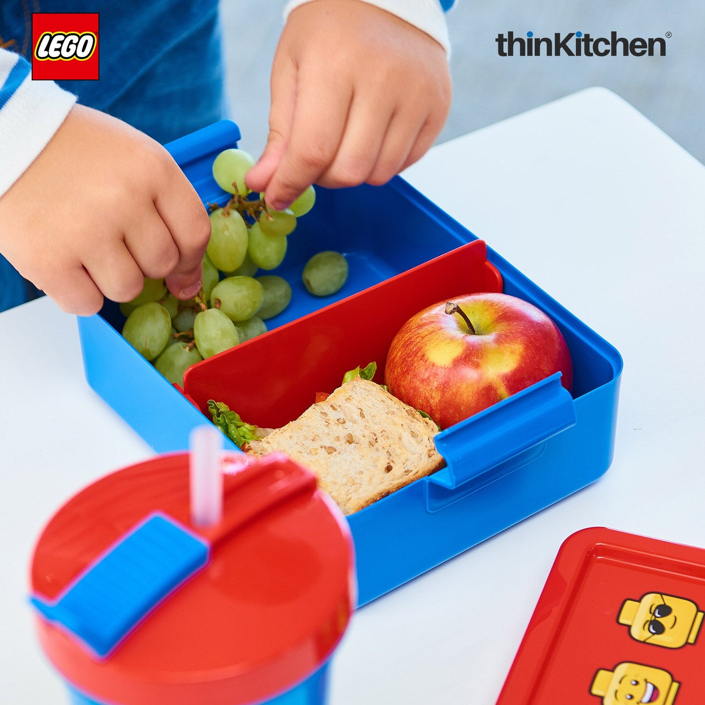 LEGO Iconic Kids Lunch Box with Divider 1.7L (Red & Blue) | BPA Free, Lunch Box for School, Snack Box, Travel Lunch Box