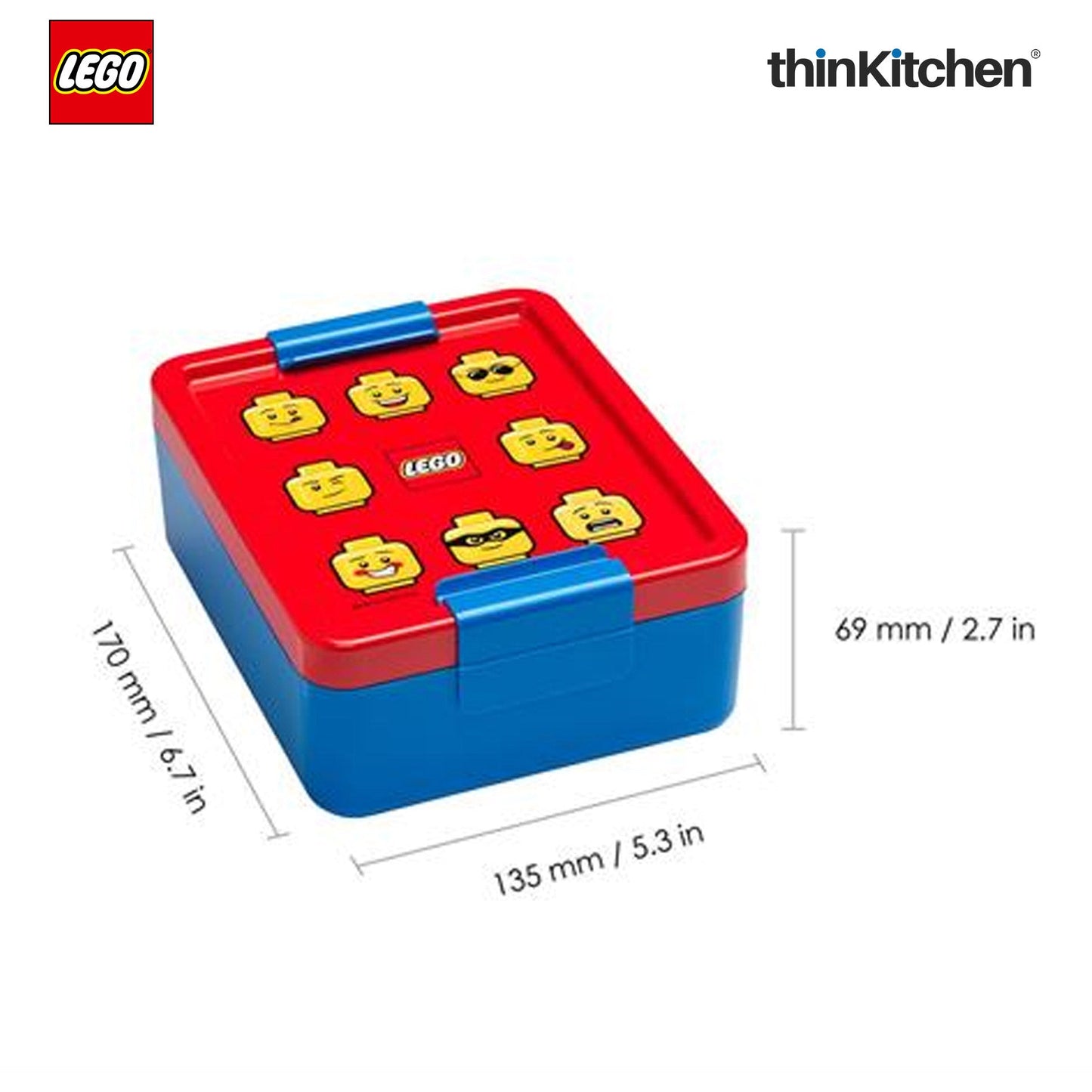 LEGO Iconic Kids Lunch Box with Divider 1.7L (Red & Blue) | BPA Free, Lunch Box for School, Snack Box, Travel Lunch Box