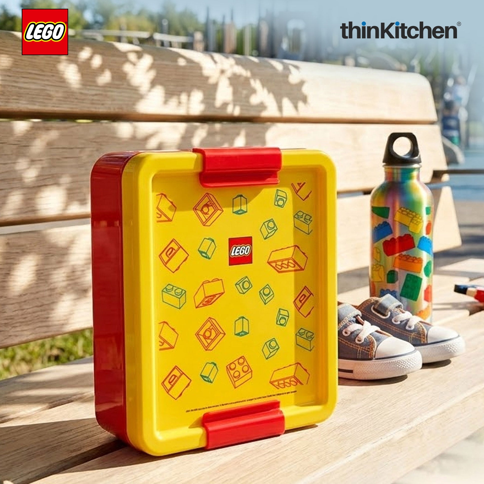 LEGO Brick Art Line Series Kids Lunch Box with Divider 1.7L (Red & Yellow)  | BPA Free Kids Lunch Box for School, Snack Box, Travel Lunchbox for Kids & Adults - 3