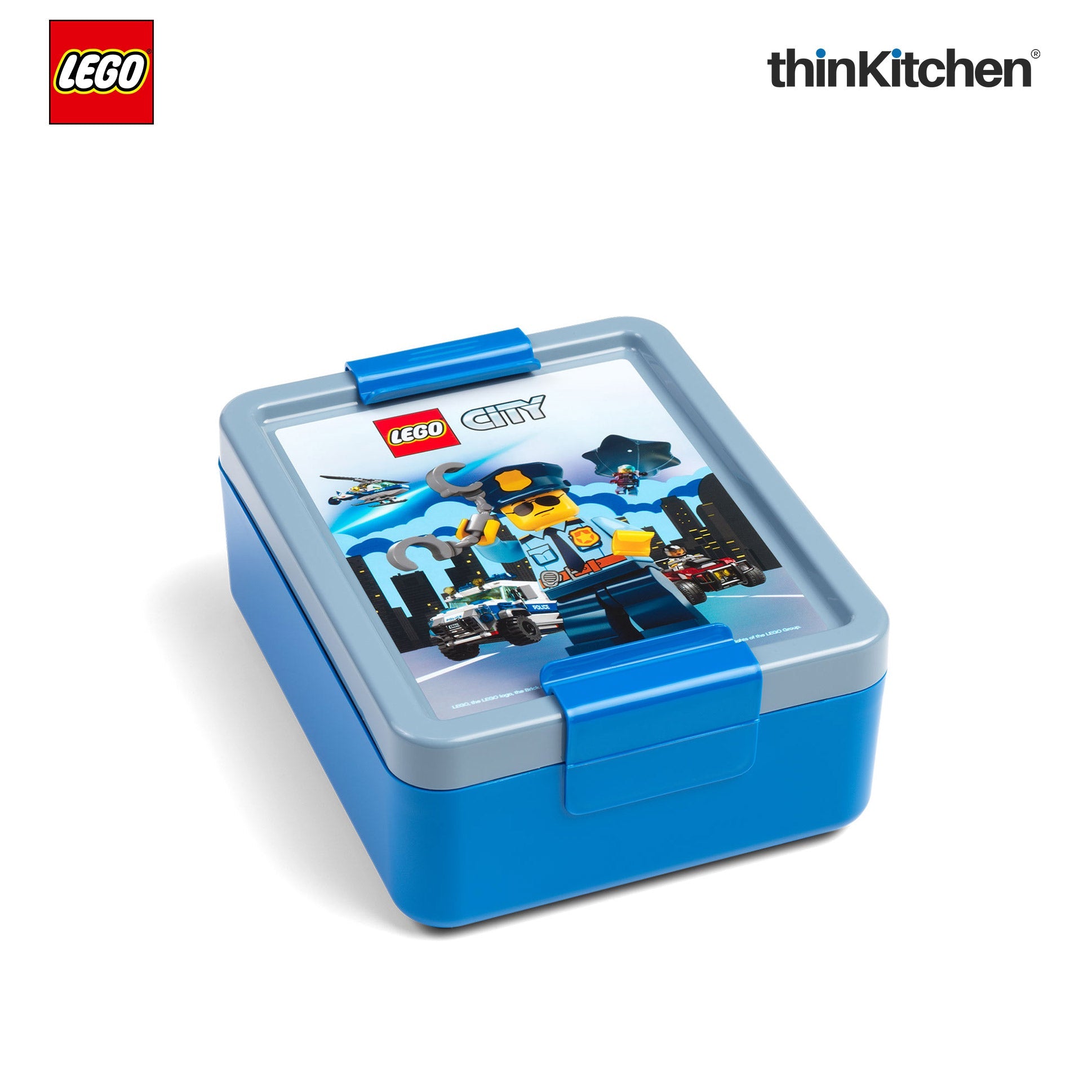LEGO City Series Kids Lunch Box with Divider 1.7L (Blue & Grey) |BPA Free, Lunch Box for School, Snack Box, Travel Lunch Box - 1