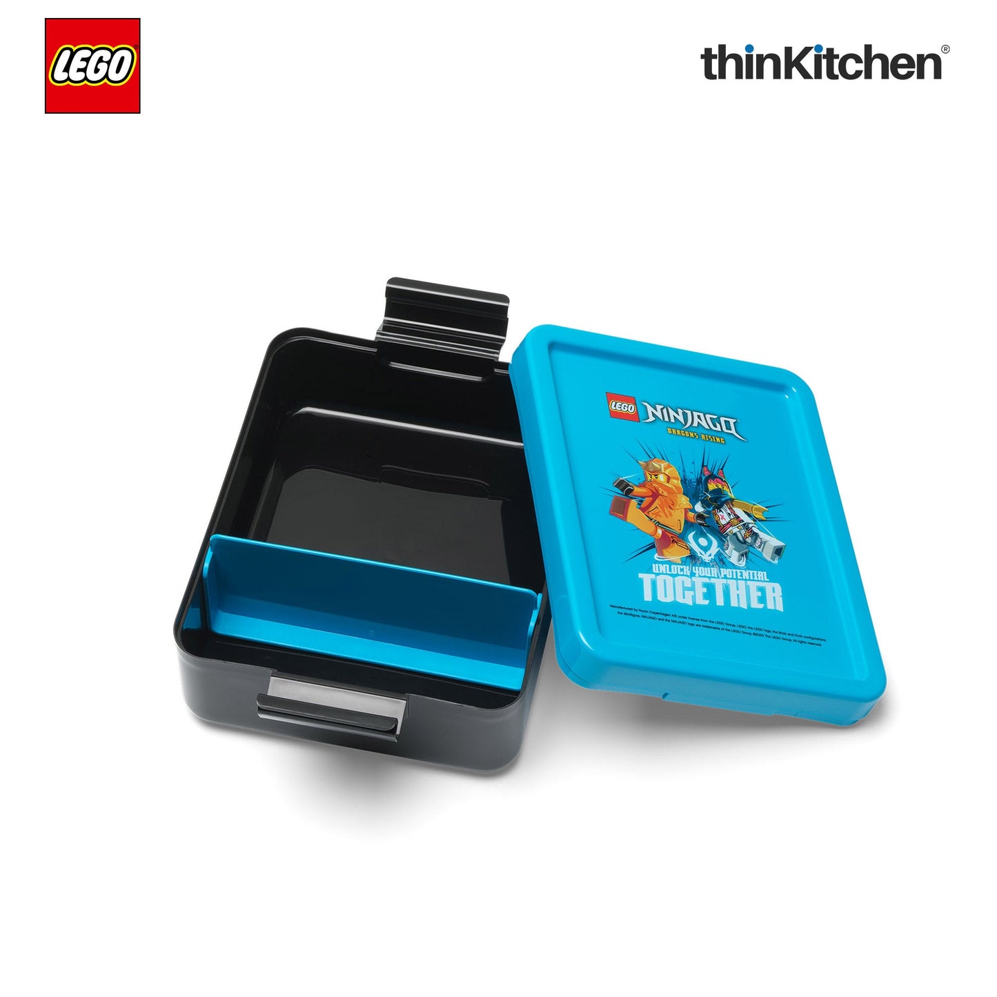 LEGO Ninjago Series Kids Lunch Box with Divider 1.7L (Blue & Black) | BPA Free, Kids Lunch Box for School, Snack Box, Travel Lunchbox
