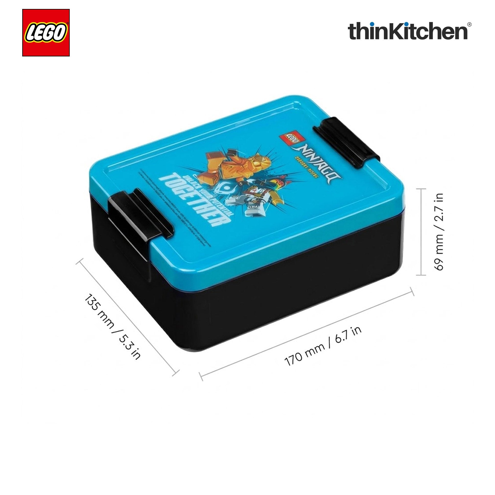 LEGO Ninjago Series Kids Lunch Box with Divider 1.7L (Blue & Black) | BPA Free, Kids Lunch Box for School, Snack Box, Travel Lunchbox - 2