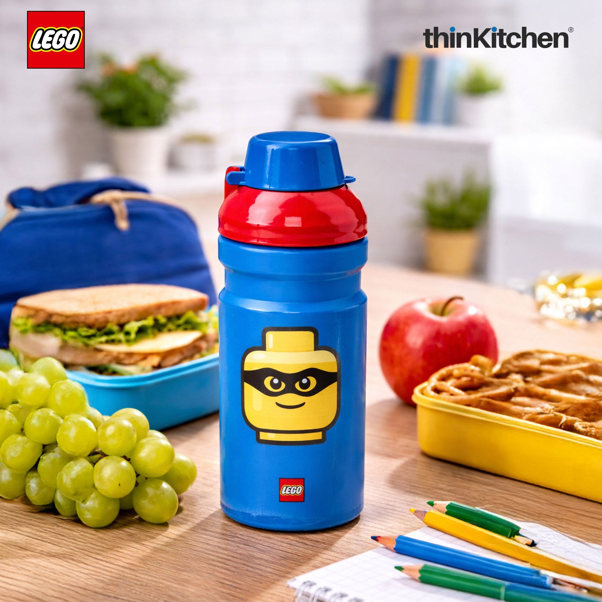 LEGO Iconic Kids Water Bottle 390ml with Flip Top Covered Spout | BPA Free, Leak Resistant Small School Bottle - 3