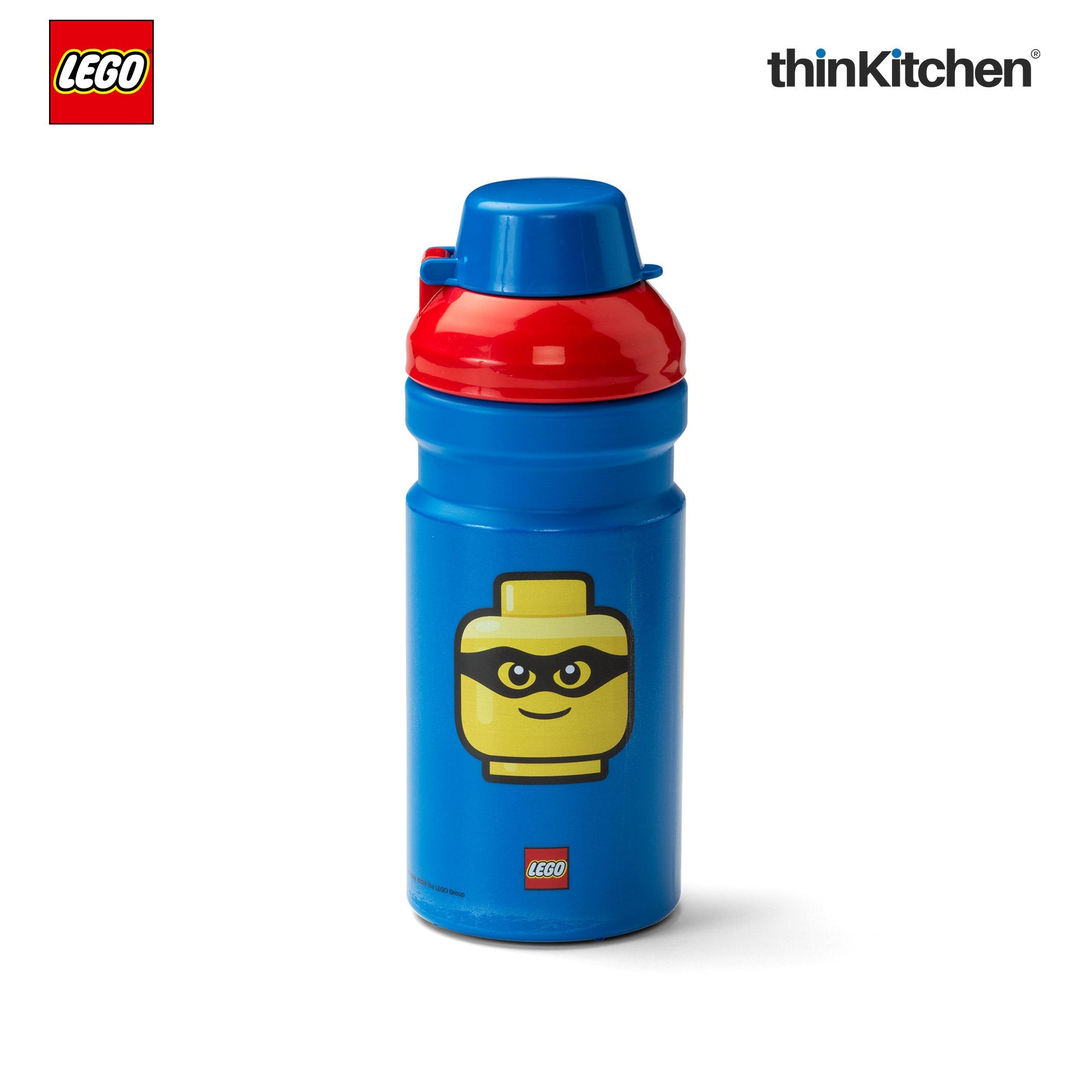LEGO Iconic Kids Water Bottle 390ml with Flip Top Covered Spout | BPA Free, Leak Resistant Small School Bottle - 1