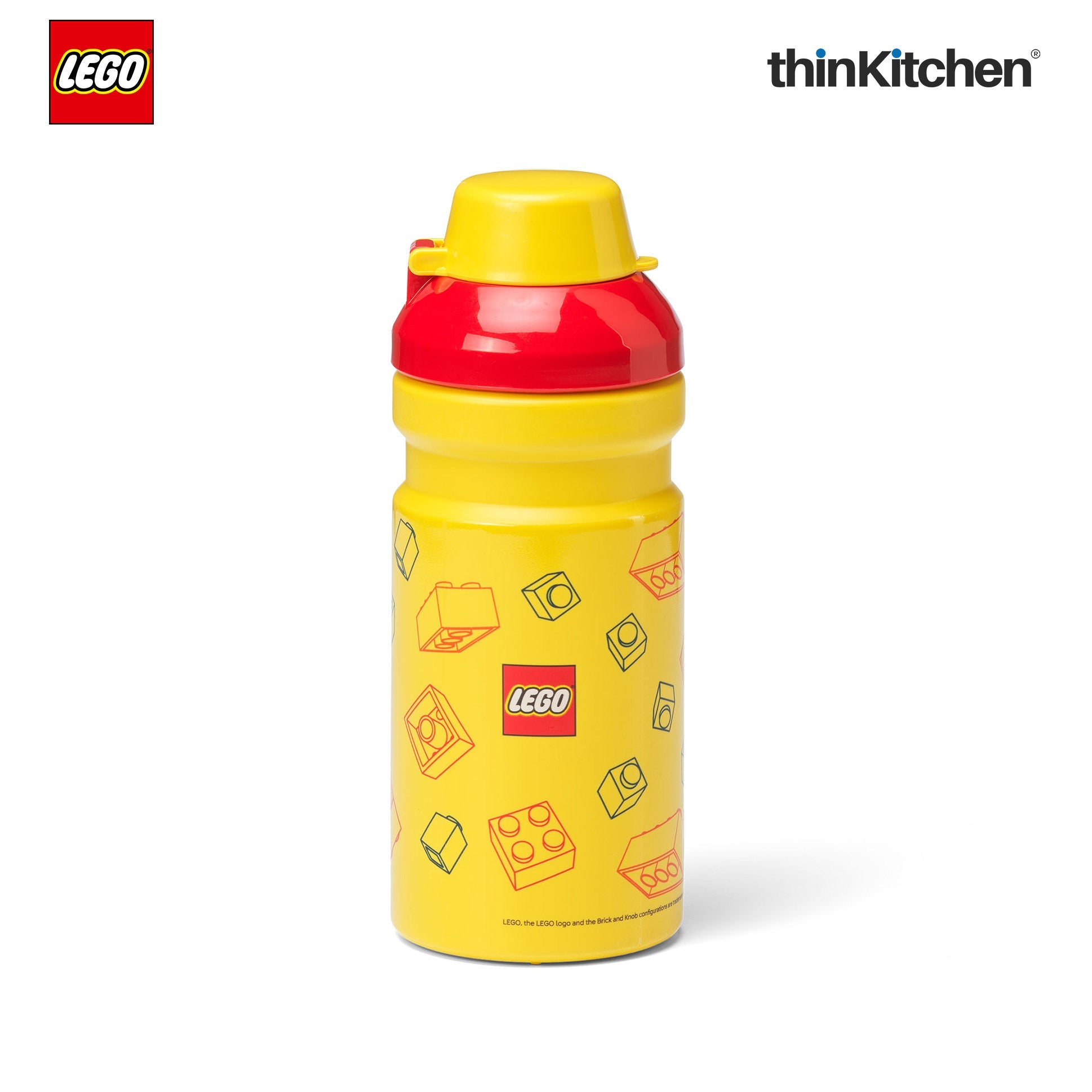 LEGO Brick Art Line Series Kids Water Bottle 390ml with Flip Top Covered Spout | BPA Free, Leak Resistant Small School Bottle - 1