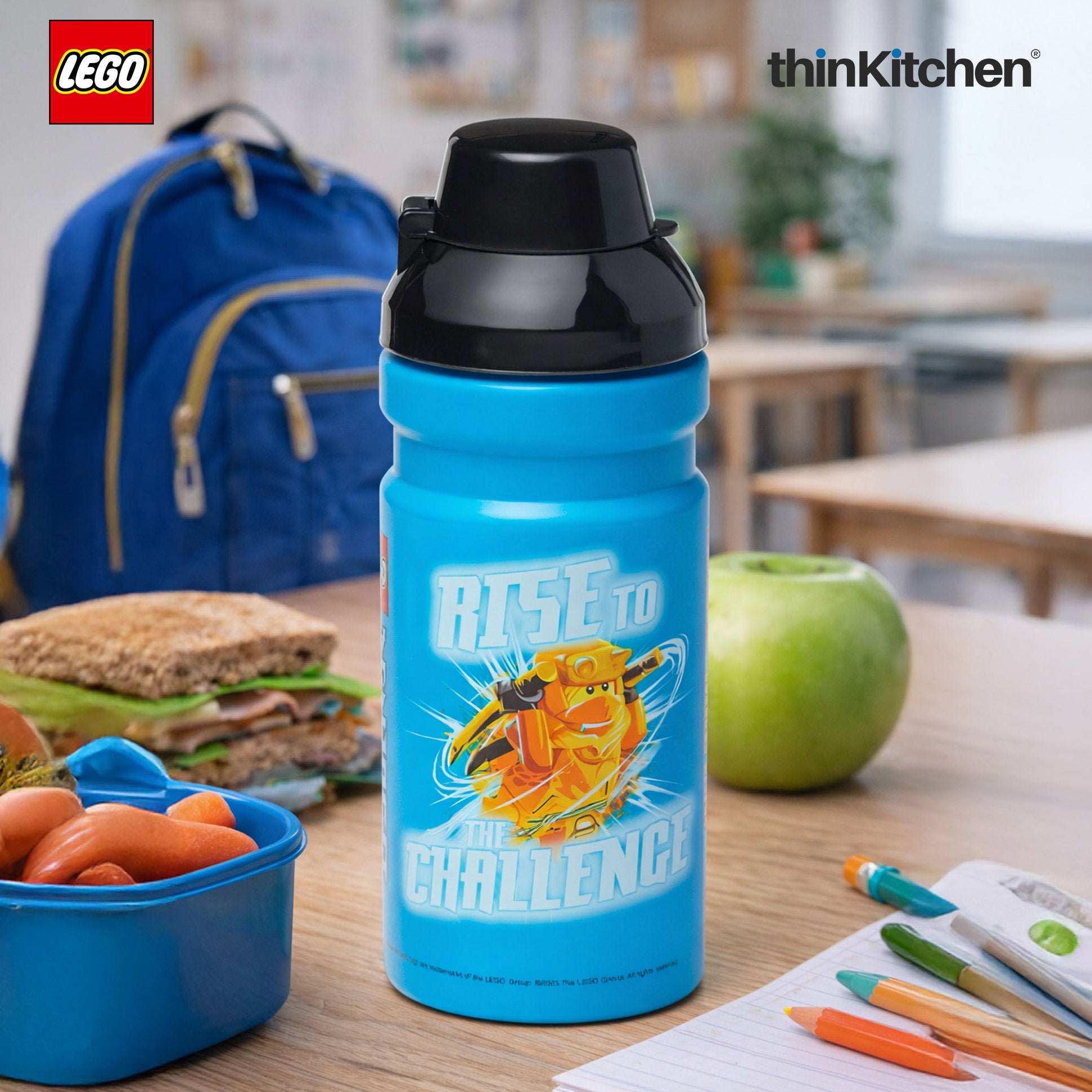 LEGO Ninjago Series Kids Water Bottle 390ml with Flip Top Covered Spout | BPA Free, Leak Resistant Small School Bottle - 3