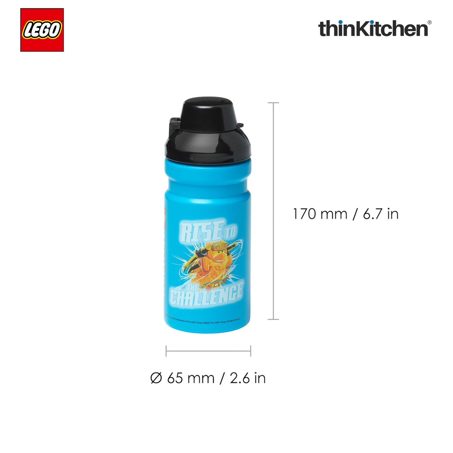 LEGO Ninjago Series Kids Water Bottle 390ml with Flip Top Covered Spout | BPA Free, Leak Resistant Small School Bottle