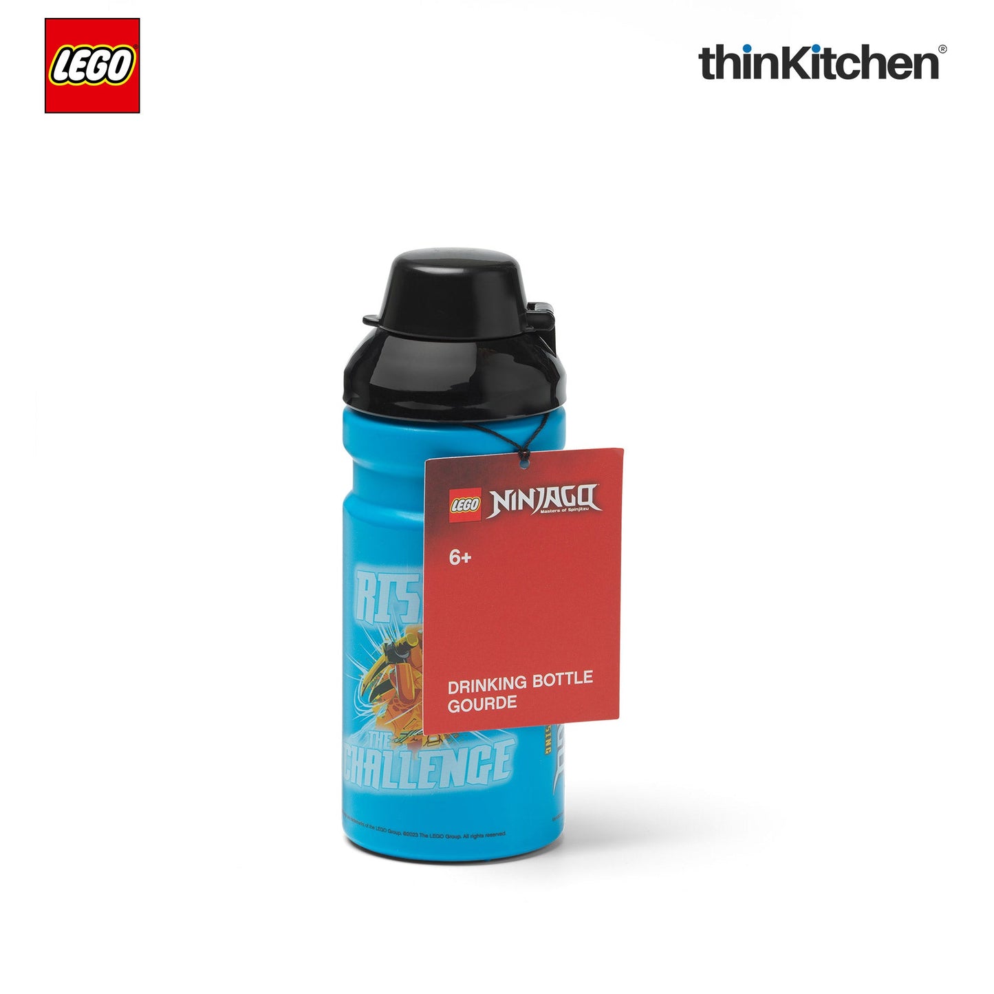 LEGO Ninjago Series Kids Water Bottle 390ml with Flip Top Covered Spout | BPA Free, Leak Resistant Small School Bottle