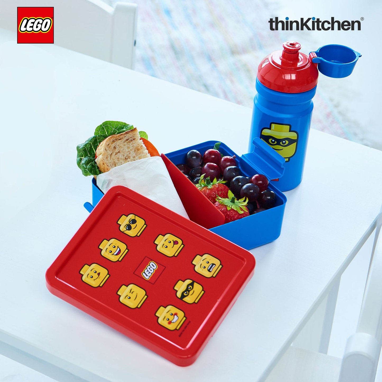 LEGO Iconic Kids School Lunch Set with 390ml Water Bottle & 1.7L Lunch Box | BPA Free Travel Lunch Set for Kids & Adults