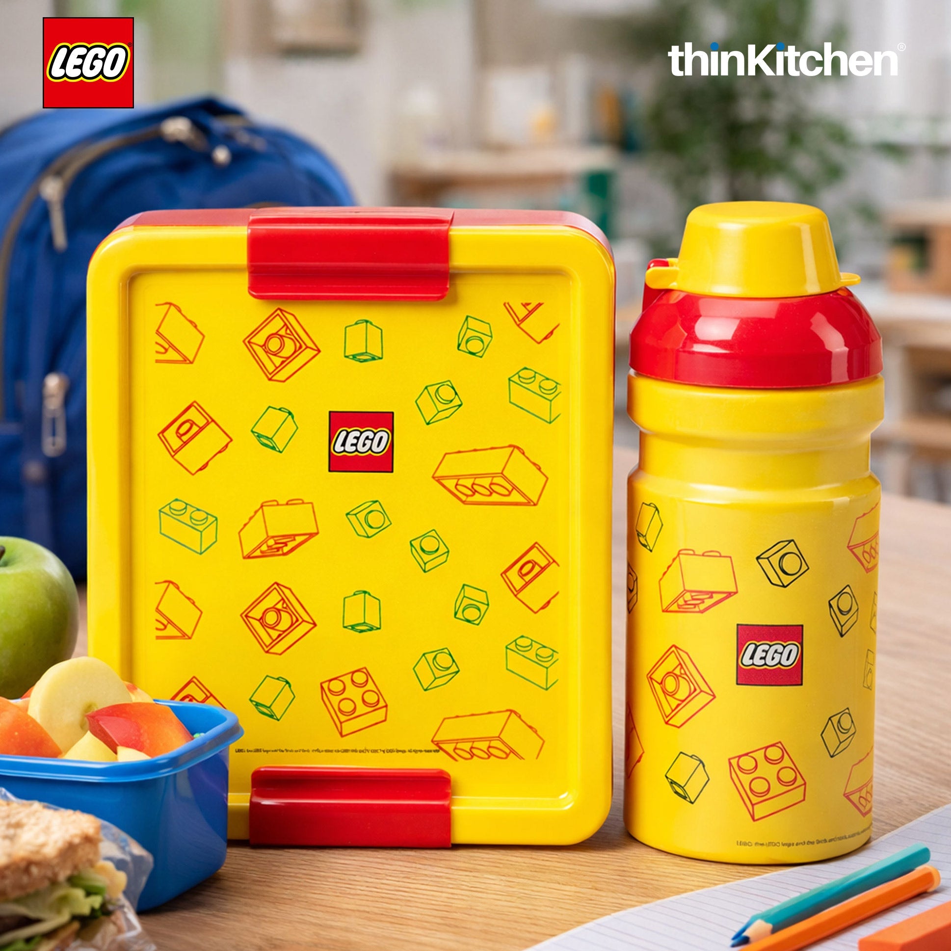 LEGO  Brick Art Line Series Kids School Lunch Set with 390ml Water Bottle & 1.7L Lunch Box | BPA Free Travel Lunch Set for Kids & Adults - 4