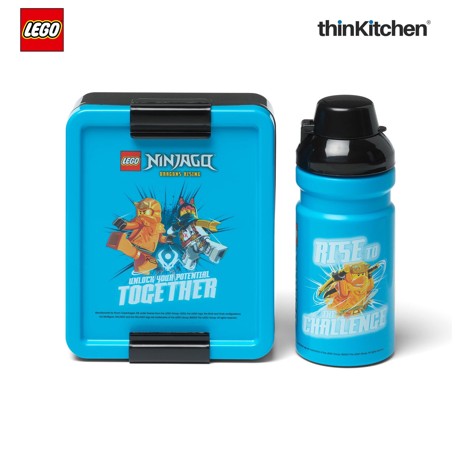 LEGO  Ninjago Series School Lunch Set with 390ml Water Bottle & 1.7L Lunch Box for Kids | BPA Free, Travel Lunch Set for Kids & Adults