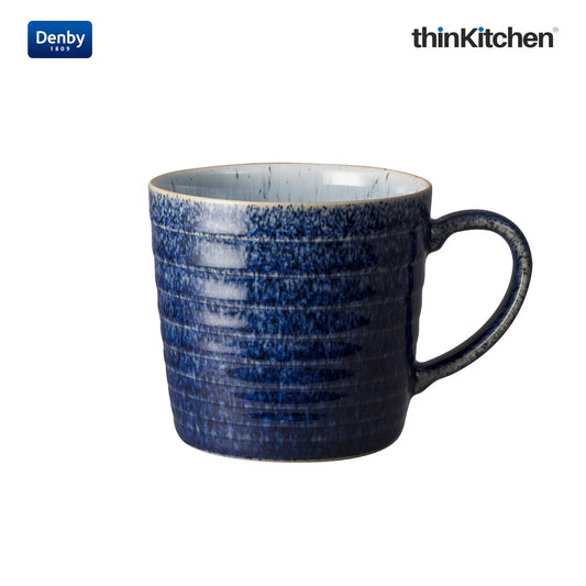 Denby Studio Blue Cobalt Pebble Rigded Mug