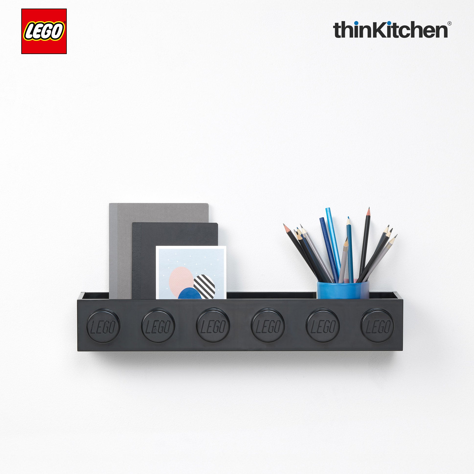 LEGO Wall Mounted Book Rack, Black, 19 Inches | Decorative Book Shelf for Books and Toys - 5