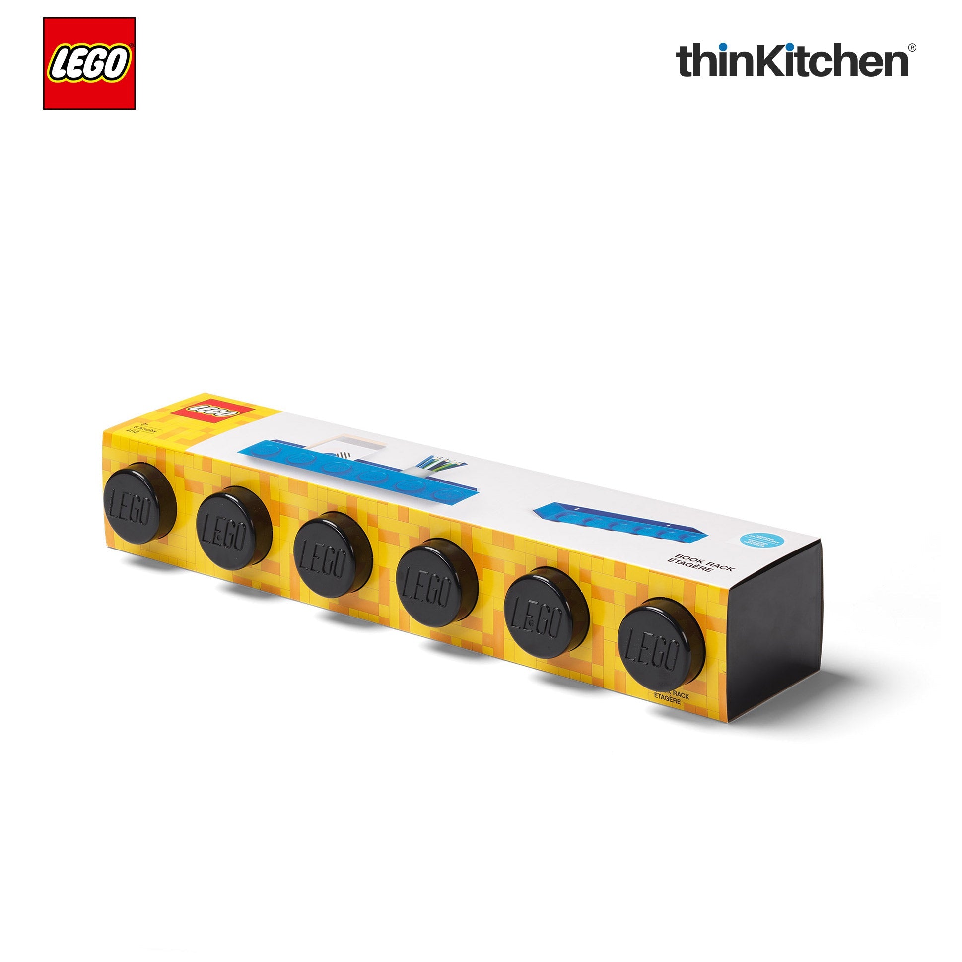 LEGO Wall Mounted Book Rack, Black, 19 Inches | Decorative Book Shelf for Books and Toys - 4