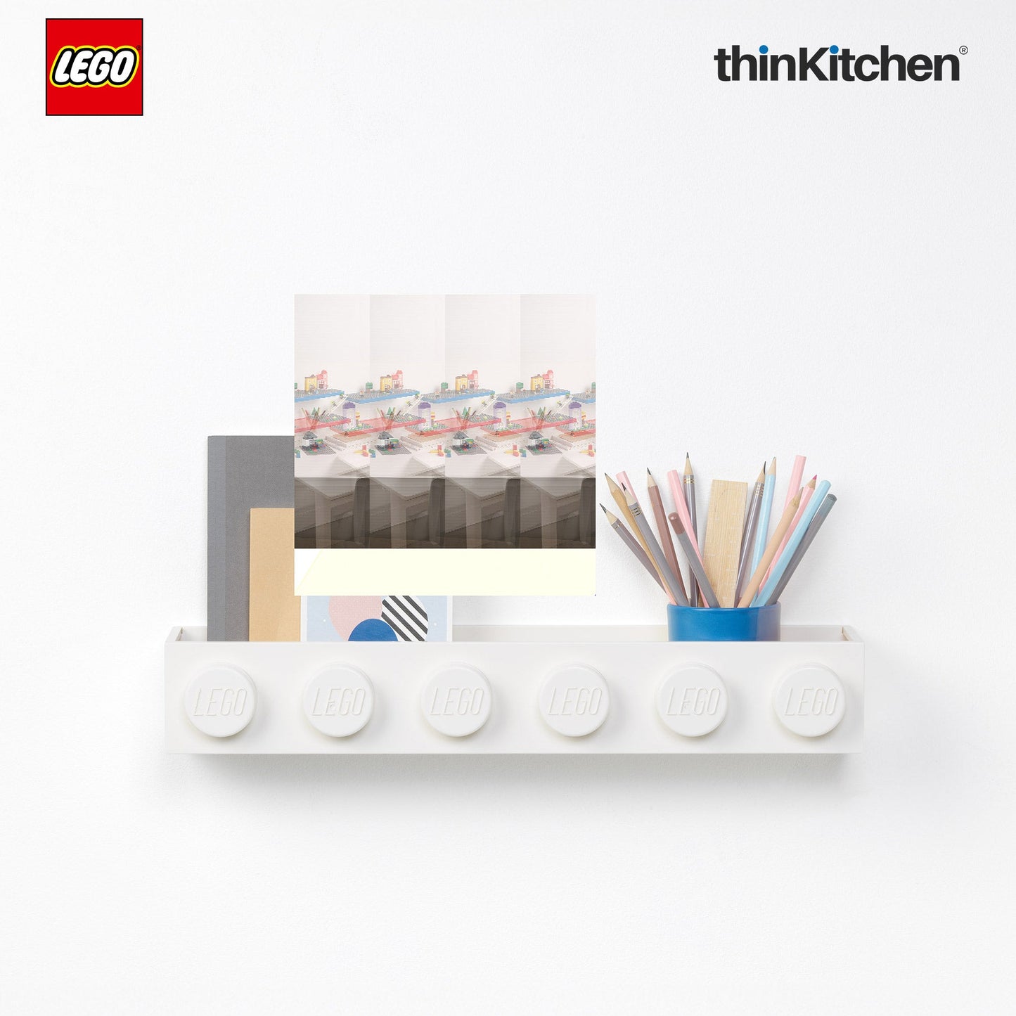 LEGO Wall Mounted Book Rack White, 19 Inches | Decorative Book Shelf for Books and Toys