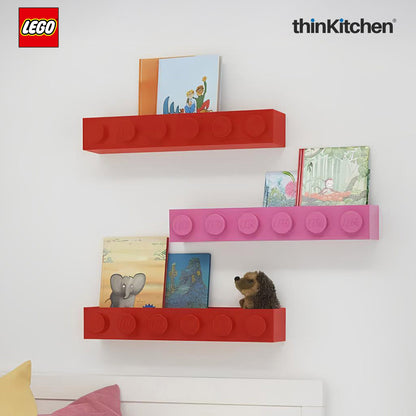 LEGO Wall Mounted Book Rack White, 19 Inches | Decorative Book Shelf for Books and Toys