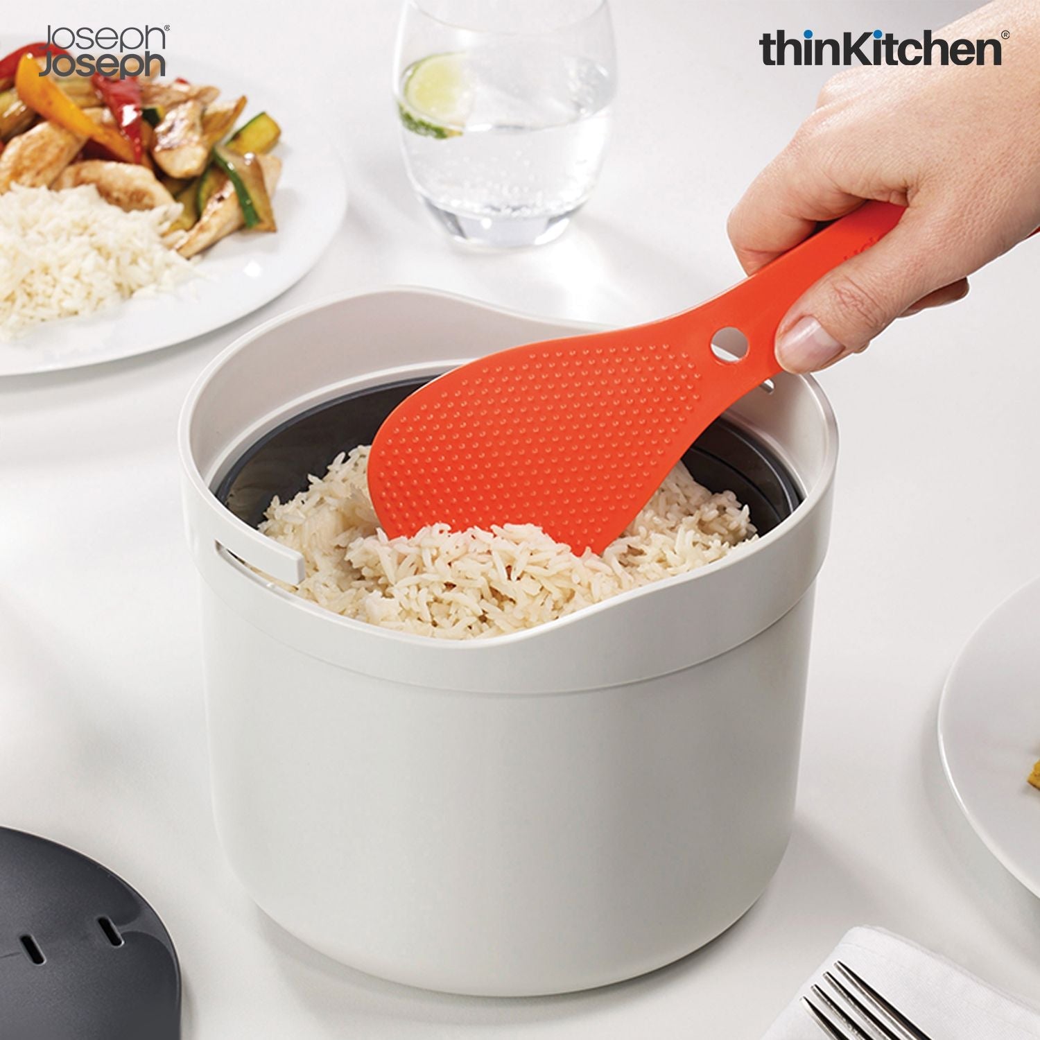Joseph Joseph M-Cuisine Microwave Rice and Grain Cooker - Stone/Orange - 4