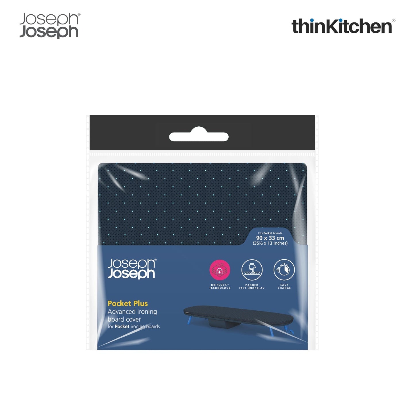 Joseph Joseph Laundry Combo: Pocket Plus Advanced Ironing Board Cover x  Hold-All Collapsible 35L Laundry Basket