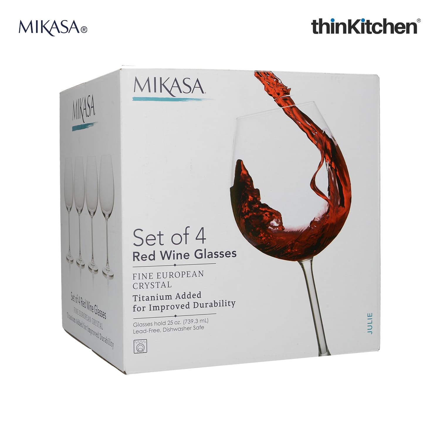Mikasa Mikasa Glassware Mikasa Julie Set Of Four Red Wine Glasses, 468Ml, Gift Boxed - 5