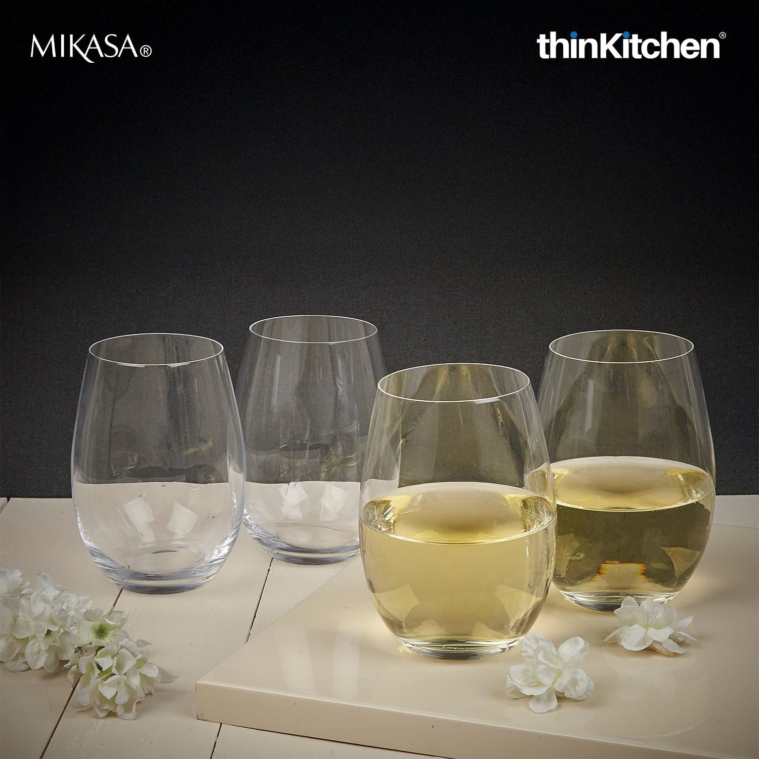 Mikasa Mikasa Glassware Mikasa Julie Set Of Four Stemless Wine Glasses, 561Ml, Gift Boxed - 1