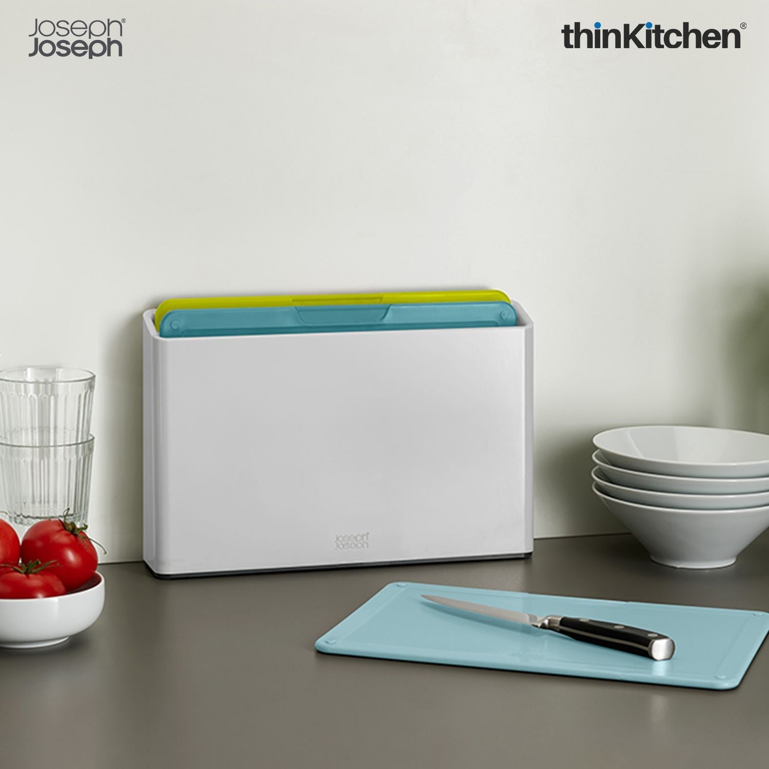 Joseph Joseph Duo 3-Piece Chopping Board Set with Storage Case | Colour-Coded Cutting Board Set for Kitchen – Grey - 1