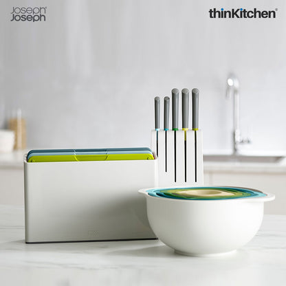 Joseph Joseph Duo 3-Piece Chopping Board Set with Storage Case | Colour-Coded Cutting Board Set for Kitchen – Grey