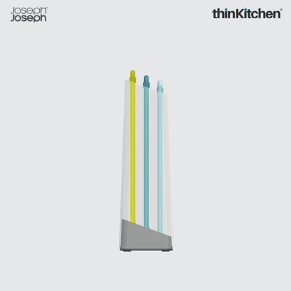 Joseph Joseph Duo 3-Piece Chopping Board Set with Storage Case | Colour-Coded Cutting Board Set for Kitchen – Grey