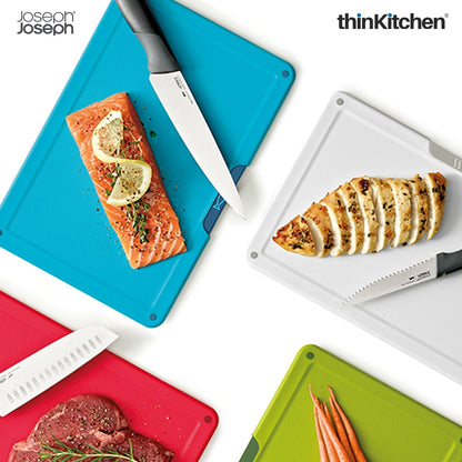 Joseph Joseph Folio Icon Plus 8-Piece Knife & Chopping Board Set | Stylish Chopping Board and Knife Set for Hygienic, Organised Prep