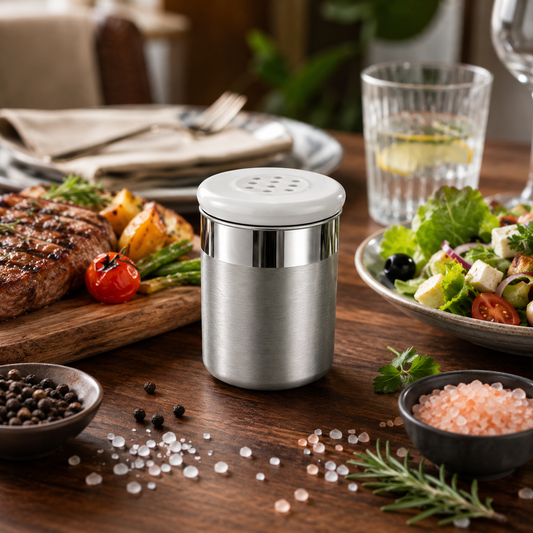 Culinex Stainless Steel Small Portable 100ml Coarse Seasoning Salt Pepper Dispenser -  5x6 cms for Spices, Herbs, Masala, Condiments
