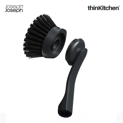 Joseph Joseph SinkTech Dish Brush and Sponge Set with Large Stainless-Steel Storage Stand, Durable Bristles, Replaceable Heads