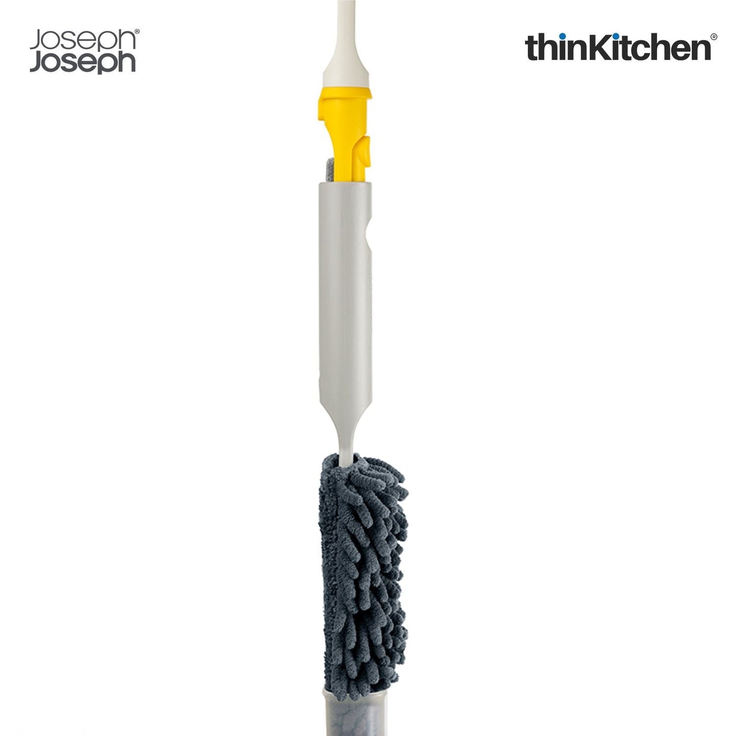 Joseph Joseph CleanTech 3-in-1 Duster with Storage Sheath and Duster Head Cleaning Tool, Light Stone